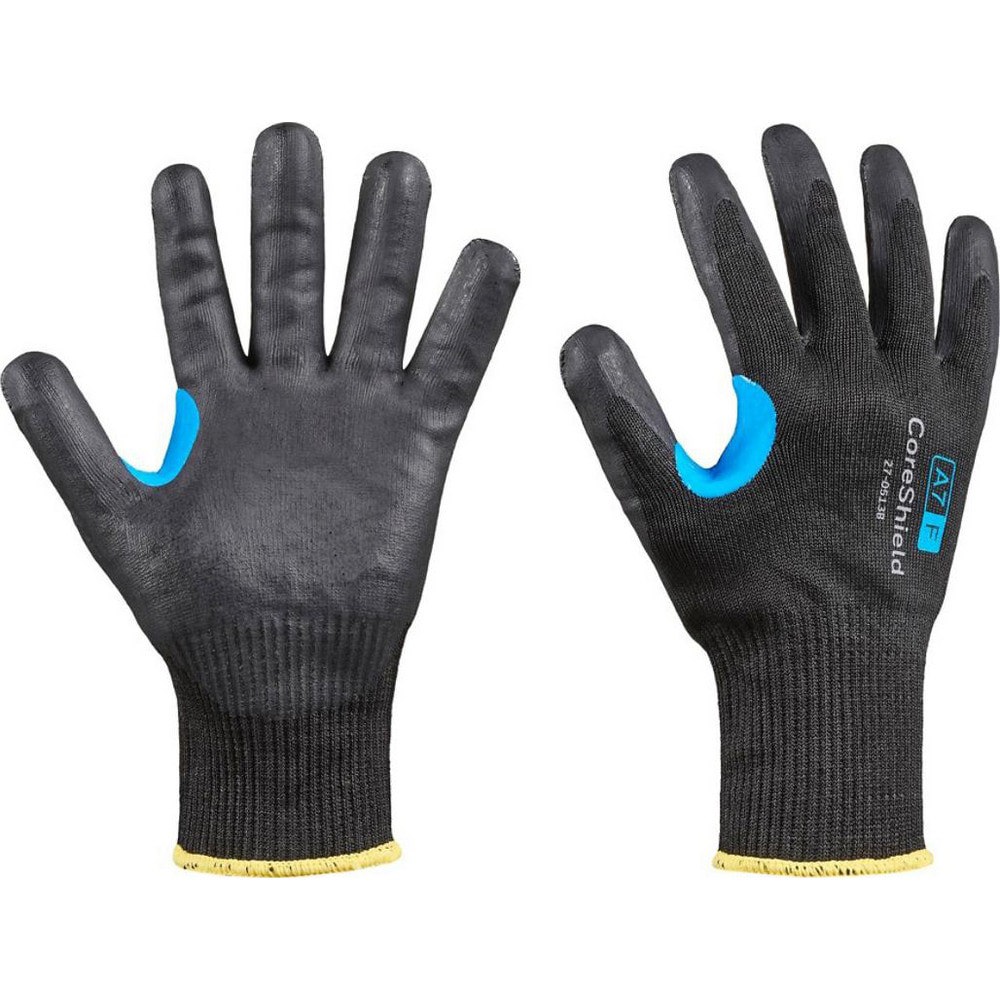 Cut & Puncture Resistant Gloves; Style: Knit ; Coating Material: Microfoam Nitrile ; Coating Coverage: Palm & Fingertips ; Glove Type: Cut, Puncture & Abrasion-Resistant ; ANSI/ISEA Cut Resistance Level: A7 ; Primary Material: HPPE