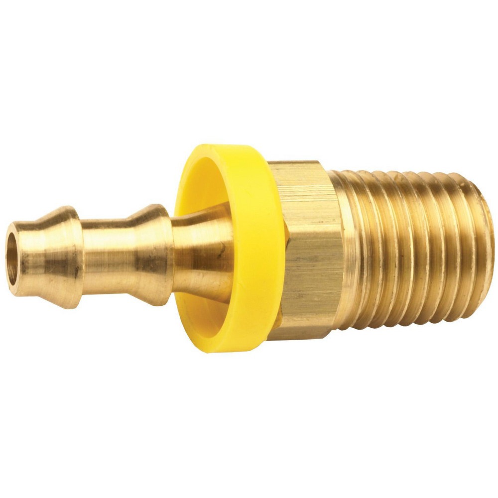 Barbed Push-On Hose Fittings; Fitting Type: Male ; Inside Diameter (Inch): 3/8 ; Material: Brass ; Thread Standard: NPTF ; Thread Size: 3/8-18 ; Barb Size: 3/8 (Inch)