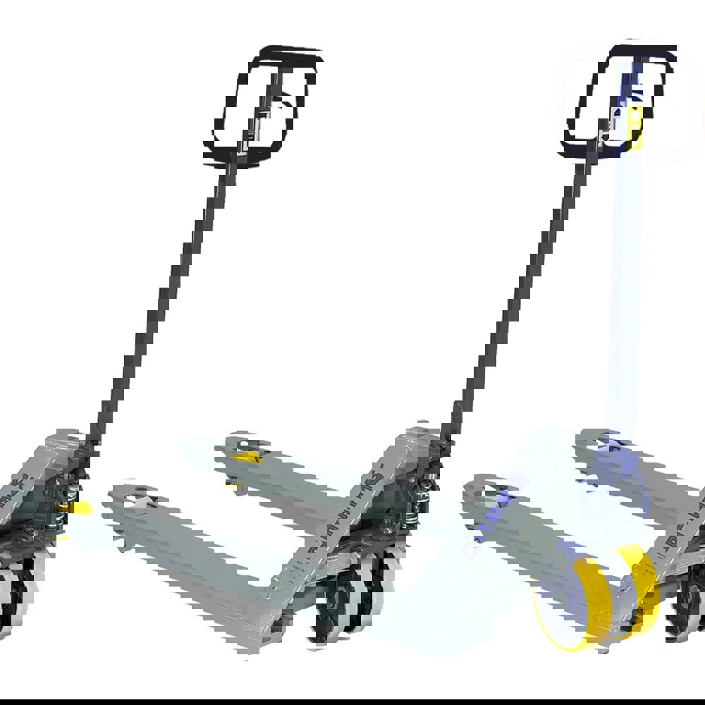 Pallet Trucks/Jacks; Type: Deluxe Pallet Truck ; Control Type: Hand ; Load Capacity (Lb. - 3 Decimals): 5500.000 ; Outside Fork Width: 27in ; Maximum Lifting Height: 8in ; Minimum Lifting Height: 3in
