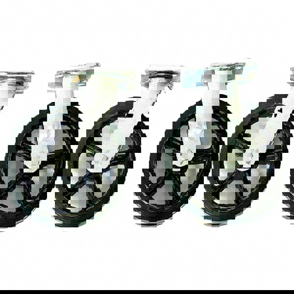 Rigid & Swivel Top Plate Caster: Mold on Rubber, 8