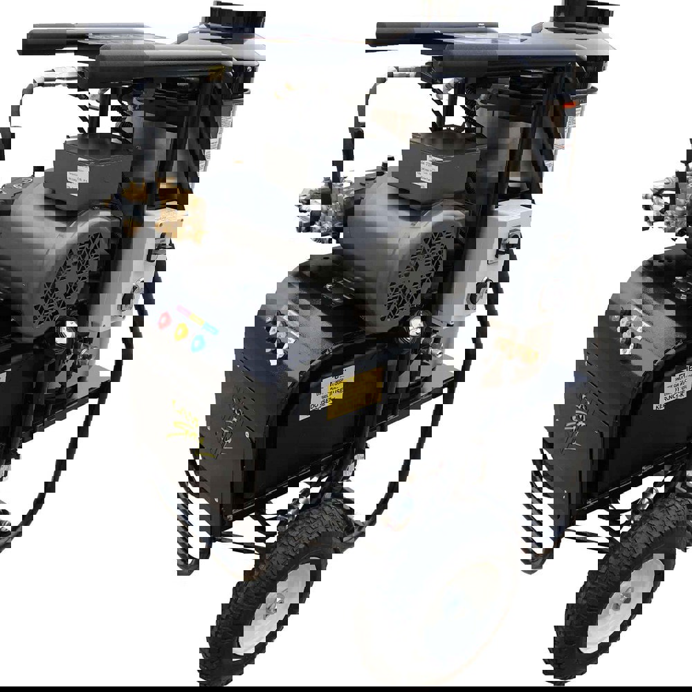 Pressure Washers; Type: Diesel-Fired Electric-Powered Hot Water Pressure Washer ; Water Type: Hot ; Engine Power Type: Electric ; Power Type: Electric ; Amperage Rating: 25.0000 ; Washer Style: Cart