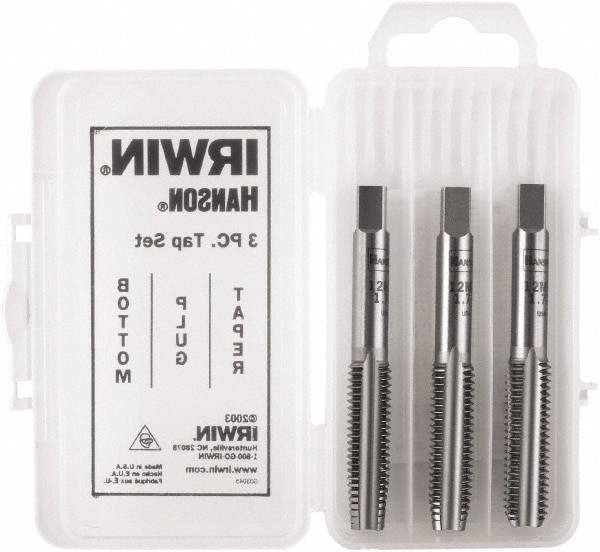 Tap Set: Metric, 4 Flute, Carbon Steel, Bright Finish