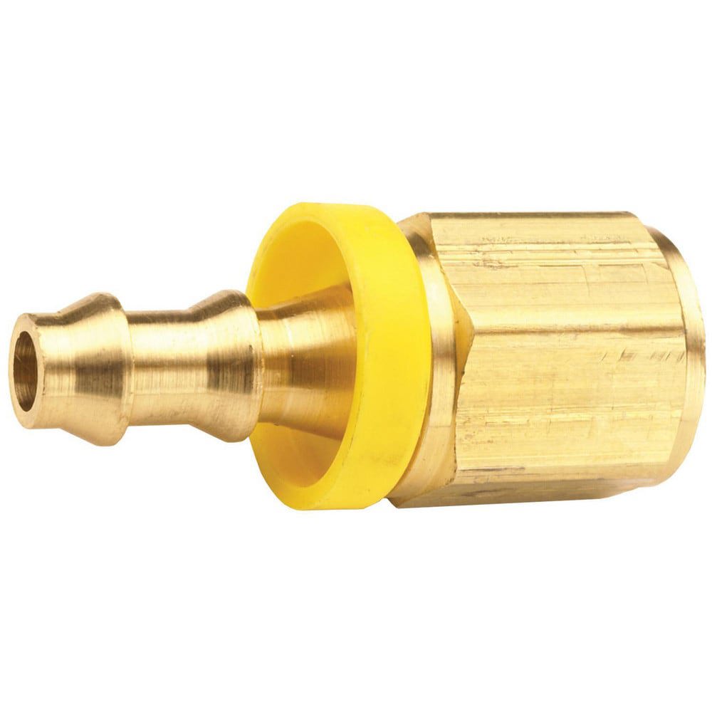 Barbed Push-On Hose Fittings; Fitting Type: Female ; Inside Diameter (Inch): 3/8 ; Material: Brass ; Thread Standard: NPTF ; Thread Size: 1/4-18 ; Barb Size: 3/8 (Inch)