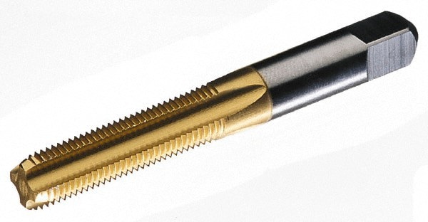 Straight Flute Tap: 3/8-24 UNF, 4 Flutes, Bottoming, 3B Class of Fit, High Speed Steel, TiN Coated