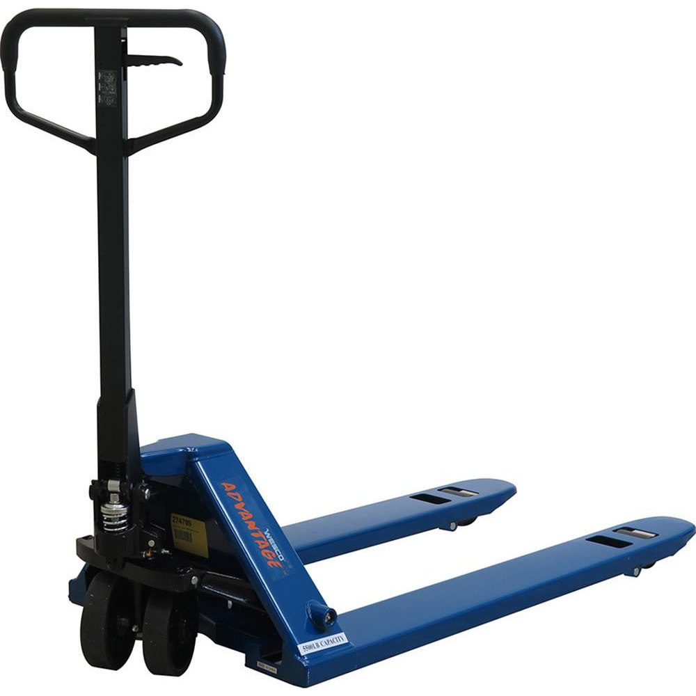 Pallet Trucks/Jacks; Type: Advantage Pro Pallet Truck ; Control Type: Hand ; Load Capacity (Lb. - 3 Decimals): 5500.000 ; Outside Fork Width: 27in ; Maximum Lifting Height: 7.5in ; Minimum Lifting Height: 2.9in