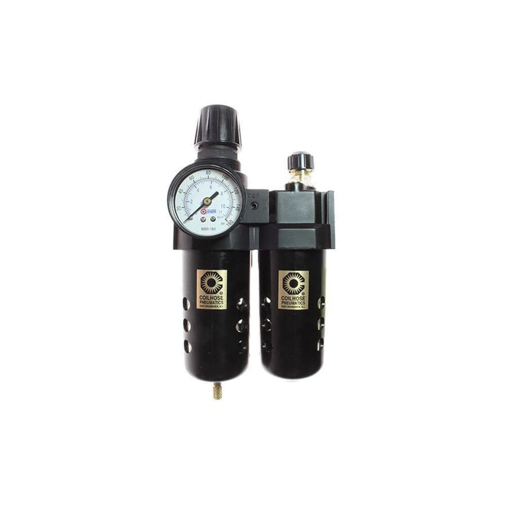 FRL Combination Unit: 3/4 NPT, Standard, 2 Pc Filter/Regulator-Lubricator with Pressure Gauge