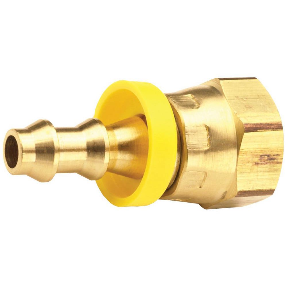 Barbed Push-On Hose Fittings; Fitting Type: Female Swivel ; Inside Diameter (Inch): 1/2 ; Material: Brass ; Thread Standard: NPTF ; Thread Size: 1/2-14 ; Barb Size: 1/2 (Inch)