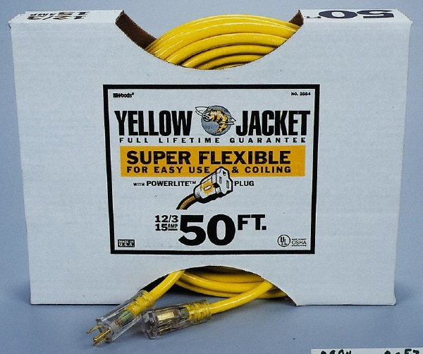 125 VAC, 15 Amp, 100 Ft. Long Extension Cord