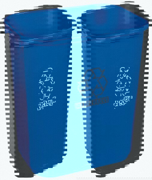 Recycling Container: 28 qt, Rectangle, Blue