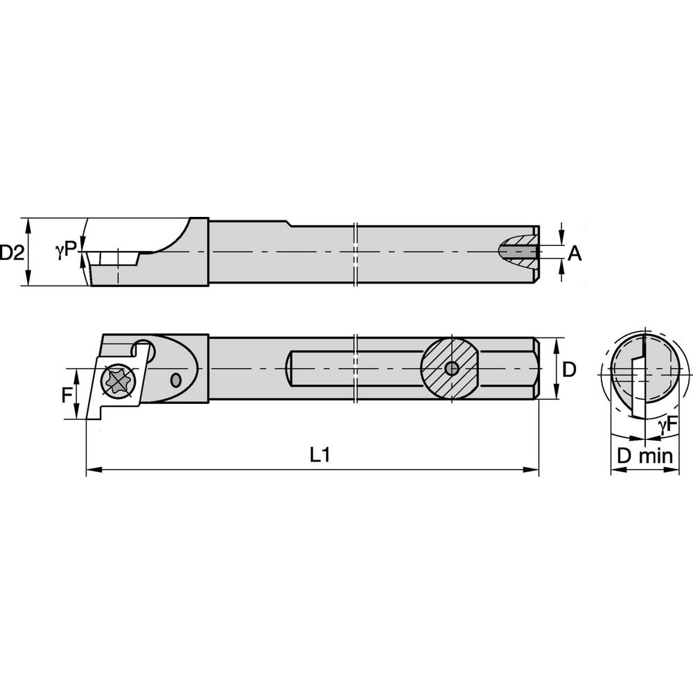 Indexable Grooving Toolholders; Internal or External: Internal ; Toolholder Type: Internal Grooving ; Insert Seat Size: 5 ; Hand of Holder: Right Hand ; Cutting Direction: Right Hand ; Maximum Depth of Cut (Decimal Inch): 0.0400