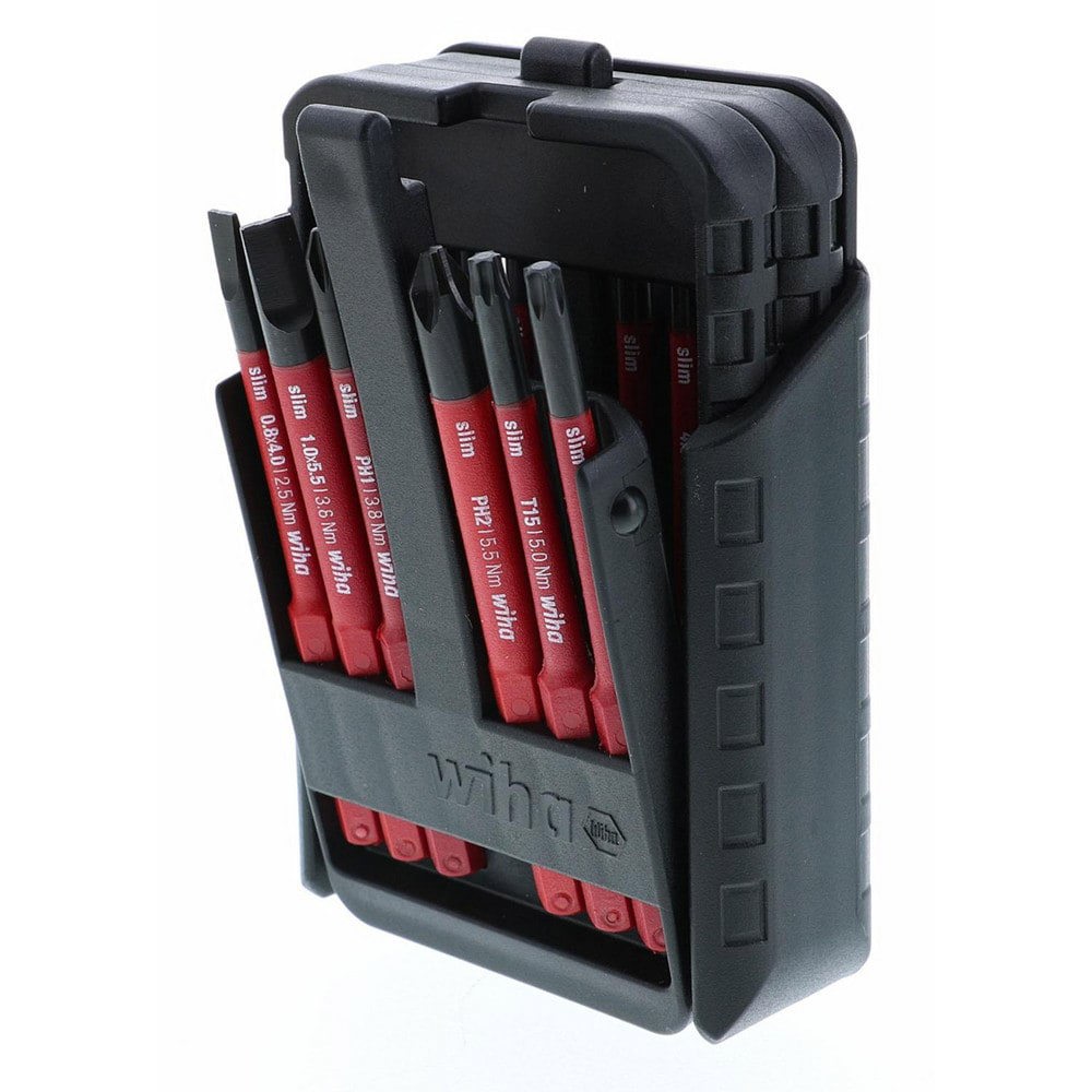 Screwdriver Bit Sets; Set Type: 12 Piece Insulated Slimline Blade Belt Set ; Tip Type: Hex; Phillips; Slotted; Torx ; Container Type: Plastic Holder ; Drive Size: 4.0mm ; Insulated: Yes ; Number Of Pieces: 12