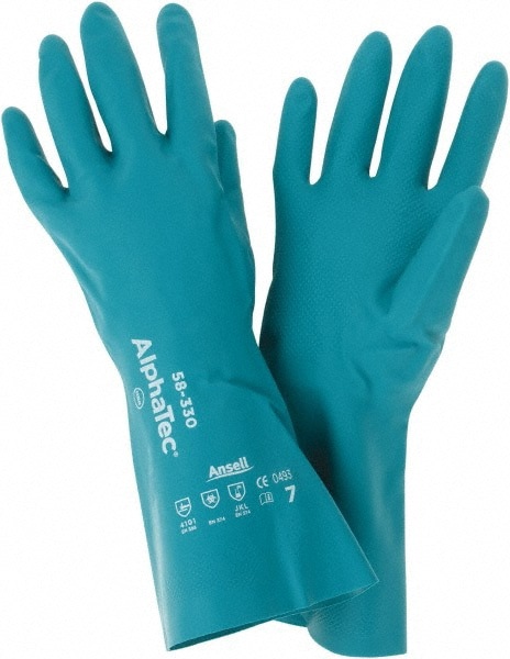 Series 58-330 Chemical Resistant Gloves: Size Small, 12.00 Thick, Nitrile, Nitrile, Supported,