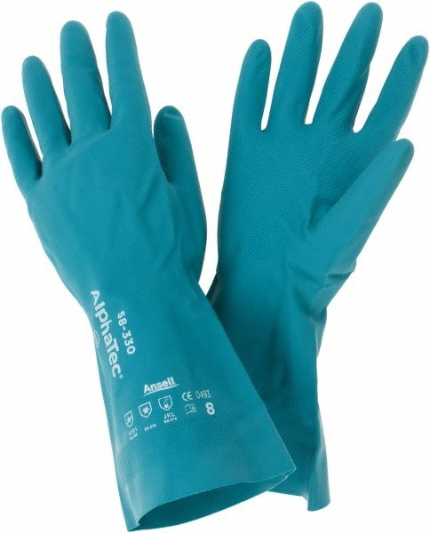 Series 58-330 Chemical Resistant Gloves: Size Medium, 12.00 Thick, Nitrile, Nitrile, Supported,