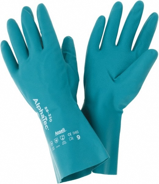 Series 58-330 Chemical Resistant Gloves: Size Large, 12.00 Thick, Nitrile, Nitrile, Supported,