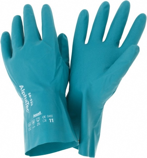 Series 58-330 Chemical Resistant Gloves: Size 2X-Large, 12.00 Thick, Nitrile, Nitrile, Supported,