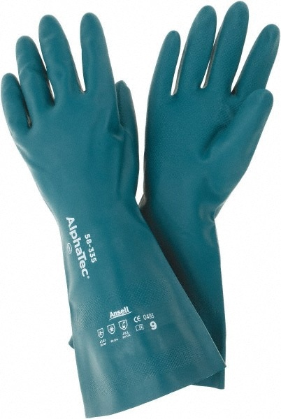 Series 58-335 Chemical Resistant Gloves: Size Large, 17.00 Thick, Nitrile, Nitrile, Supported,