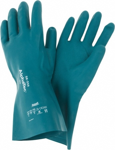 Series 58-335 Chemical Resistant Gloves: Size 2X-Large, 17.00 Thick, Nitrile, Nitrile, Supported,