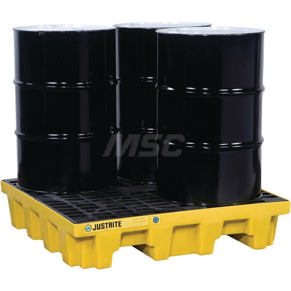 Spill Control Pallet: 4 Drum, 73 gal, 5,000 lb, Polyethylene
