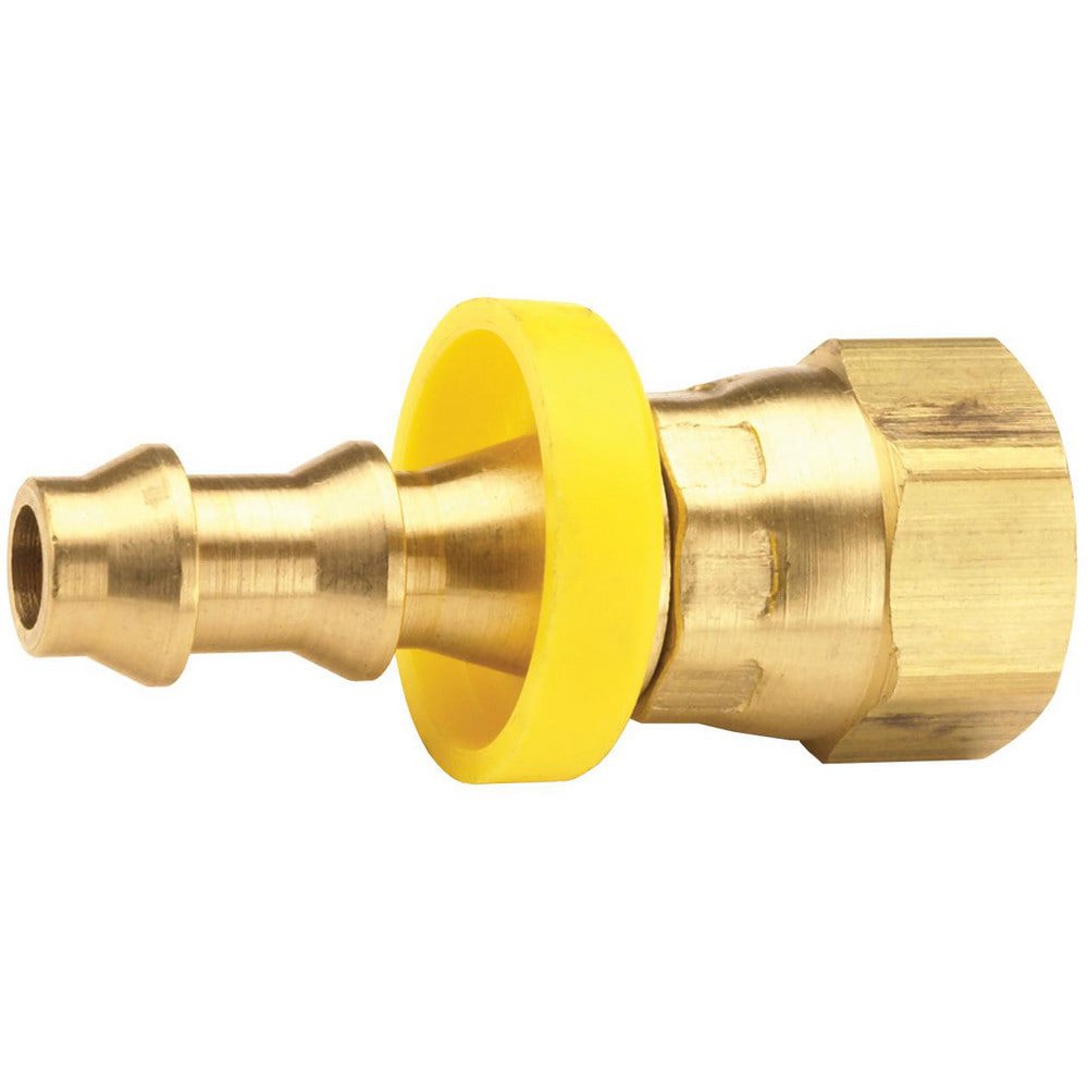Barbed Push-On Hose Fittings; Fitting Type: Female Swivel ; Inside Diameter (Inch): 1/2 ; Material: Brass ; Thread Standard: UNF ; Thread Size: 3/4-16 ; Barb Size: 1/2 (Inch)