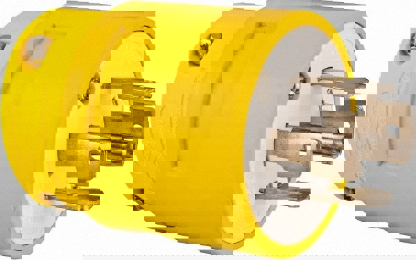 Straight Blade Plug: Industrial, L21-30, Yellow