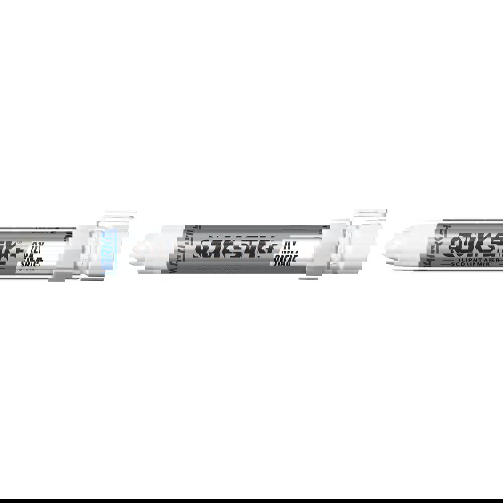 Solid paint marker that writes on oily and wet surfaces.