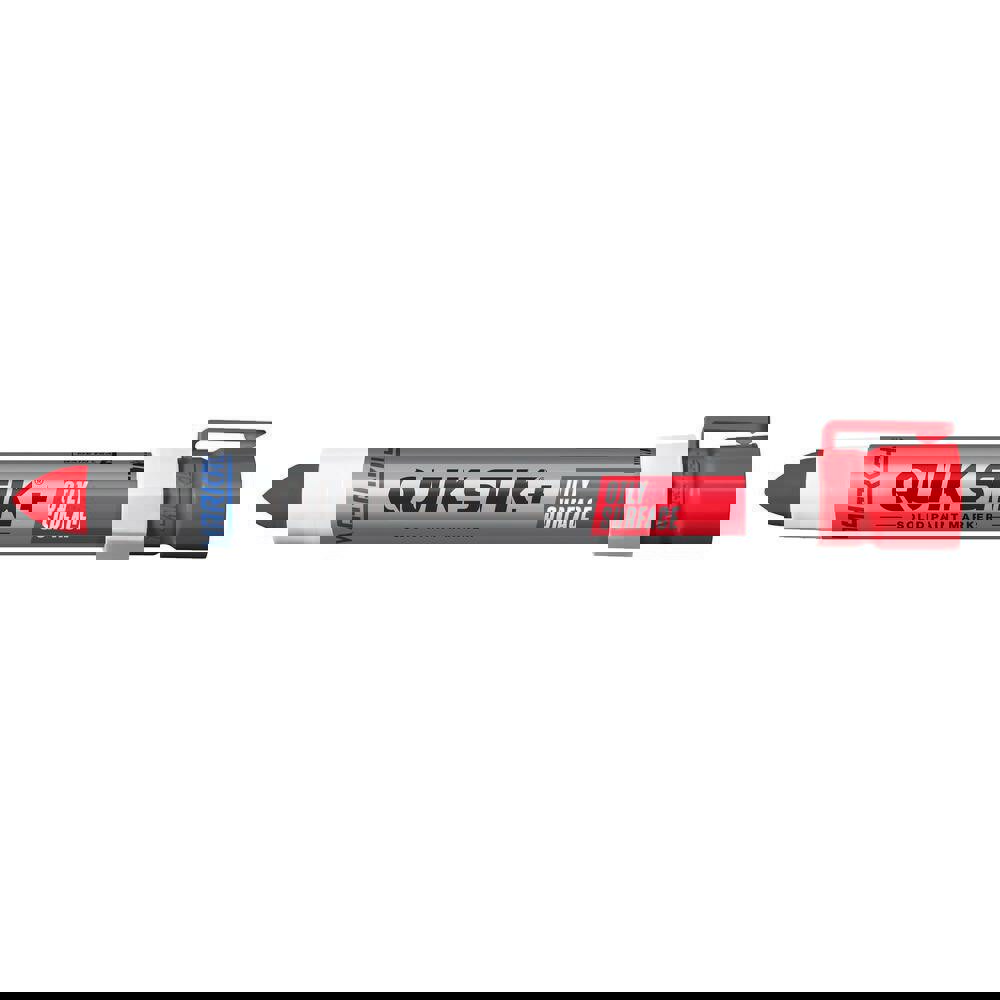 Solid paint marker that writes on oily and wet surfaces.