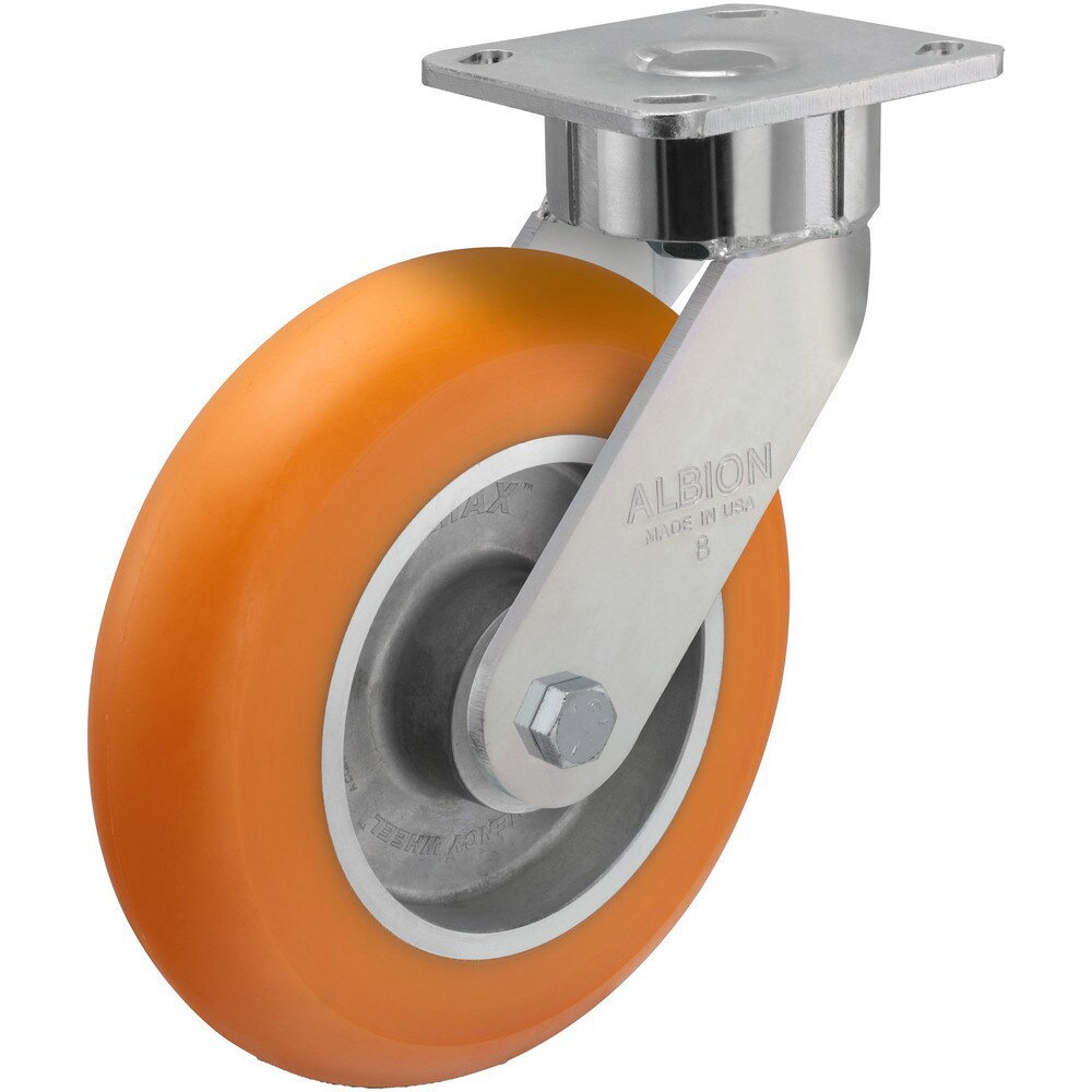 Top Plate Casters; Type: Swivel ; Mount Type: Plate ; Number of Wheels: 1 ; Wheel Diameter (Inch): 8 ; Wheel Material: Polyurethane on Aluminum ; Wheel Width (Inch): 2