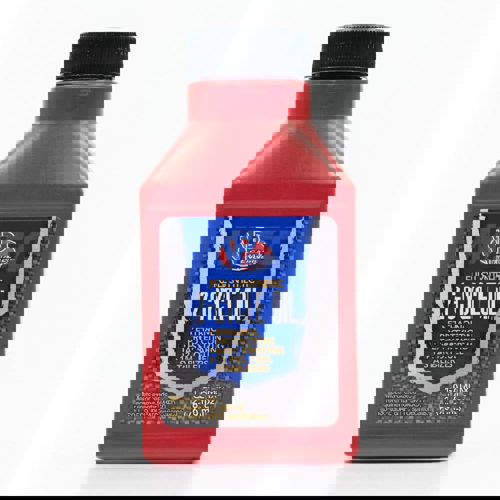 Motor Oil; Type: Oil; 2-Cycle Engine Oil; Synthetic Engine Oil ; Container Size: 2.6oz ; Base Oil: Full Synthetic ; Color: Amber ; UNSPSC Code: 15121500