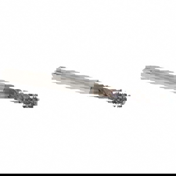 Spiral Flute Tap: #8-32, UNC, 3 Flute, Modified Bottoming Chamfer, 2B Class of Fit, Vanadium High-Speed Steel, TiCN Finish