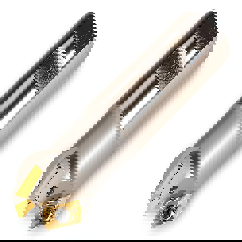 Indexable Chamfer & Angle End Mills; Minimum Cutting Diameter (Inch): 3/4 ; Minimum Cutting Diameter (Decimal Inch): 0.7500 ; Maximum Cutting Diameter (Decimal Inch): 1.2200 ; Lead Angle: 60 ; Maximum Depth of Cut (Decimal Inch): 0.4000