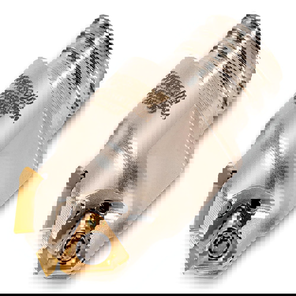 Indexable Chamfer & Angle End Mills; Minimum Cutting Diameter (Decimal Inch): 0.2360 ; Maximum Cutting Diameter (Decimal Inch): 0.4900 ; Lead Angle: 45 ; Maximum Depth of Cut (Decimal Inch): 0.0980 ; Compatible Insert Size Code: 0402