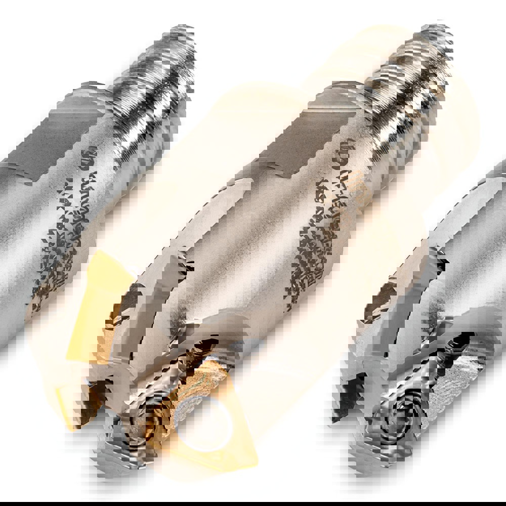 Indexable Chamfer & Angle End Mills; Minimum Cutting Diameter (Decimal Inch): 0.2360 ; Maximum Cutting Diameter (Decimal Inch): 0.5550 ; Lead Angle: 30 ; Maximum Depth of Cut (Decimal Inch): 0.0680 ; Compatible Insert Size Code: 0402