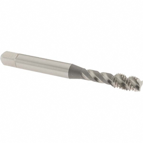 Spiral Flute Tap: 1/4-28 UNF, 3 Flutes, Modified Bottoming, Vanadium High Speed Steel, Bright/Uncoated