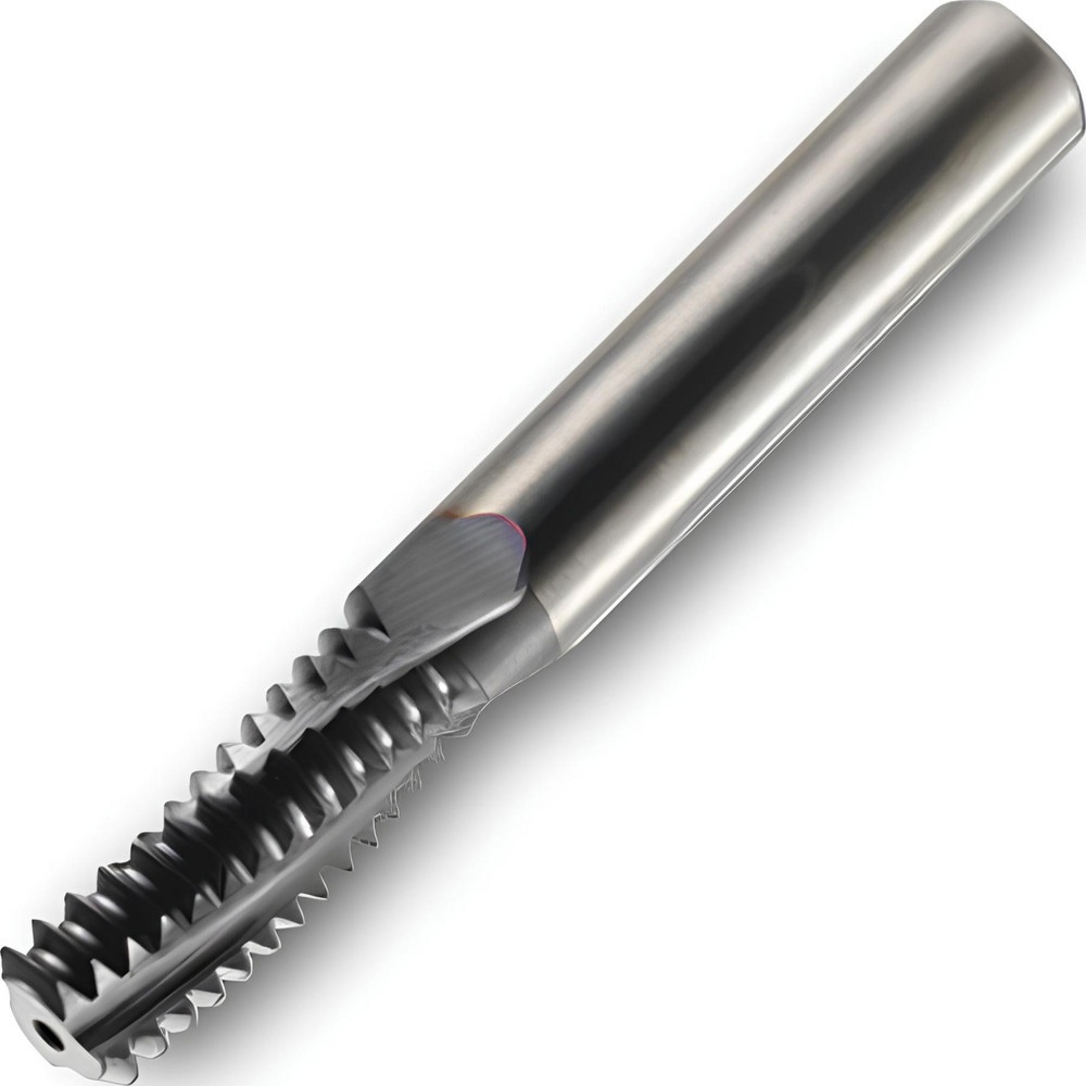 Helical Flute Thread Mills; Material: Solid Carbide ; Thread Size (Inch): 1-11-1/2 - 2-11-1/2 ; Thread Depth (Decimal Inch): 1.1700 ; Thread Type: NPT ; Shank Diameter (Decimal Inch): 0.7500 ; Shank Type: Cylindrical