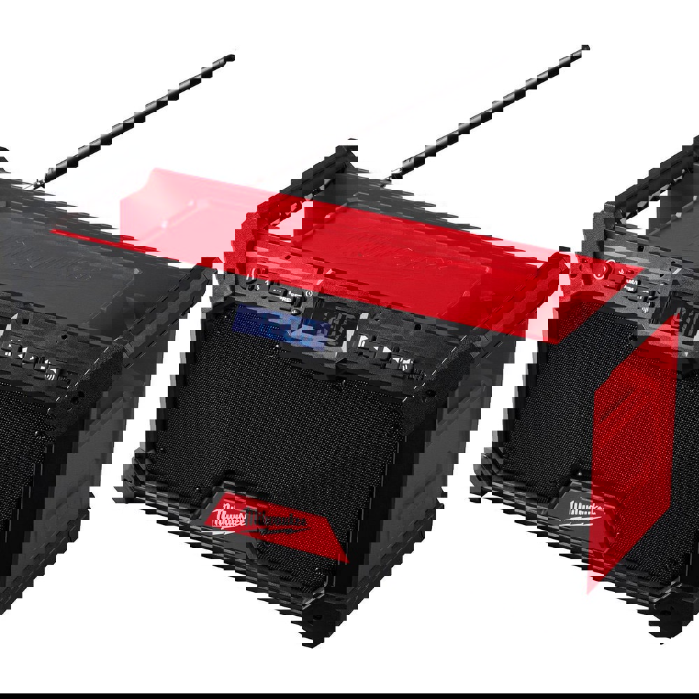 Job Site Radios; Job Site Radio Type: Bluetooth Speaker & Radio; Cordless ; Radio Reception: FM; AM ; Power Type: Rechargeable Battery ; Display Type: LCD ; Batteries Included: No ; Battery Size: M18 XC5.0