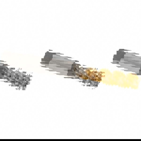 Spiral Flute Tap: M8x1.25, Metric Coarse, 3 Flute, Bottoming Chamfer, 6H Class of Fit, High-Speed Steel, TiN Finish