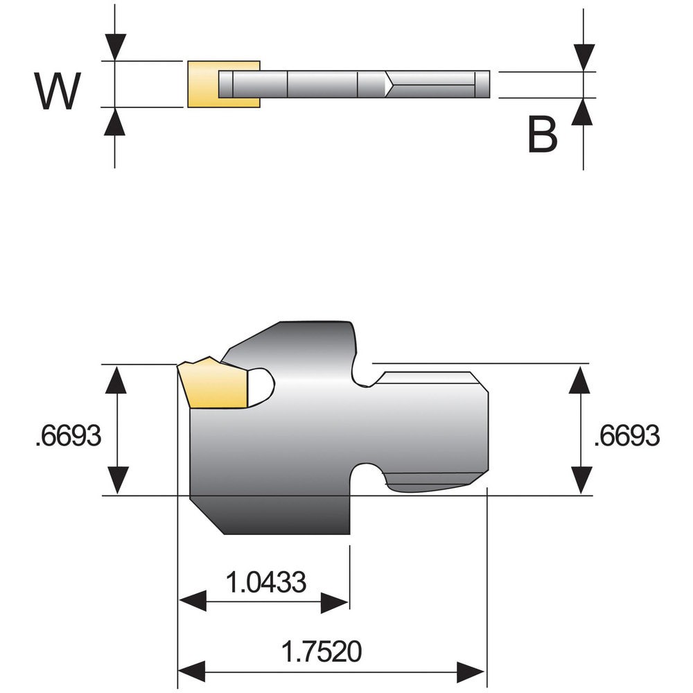Cutoff & Grooving Support Blade for Indexables: Right Hand, 0.1181