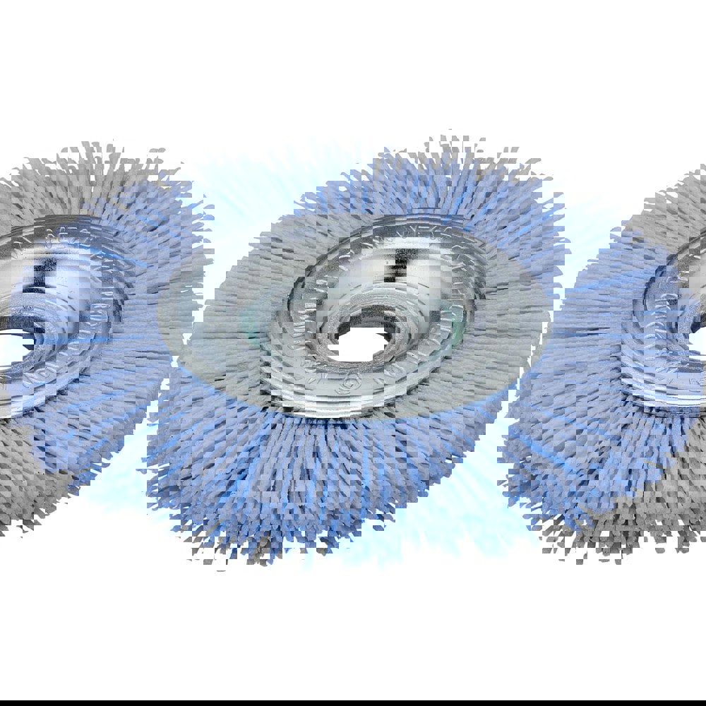 Wheel Brushes; Mount Type: Arbor Hole ; Wire Type: Crimped ; Outside Diameter (Inch): 4 ; Face Width (Inch): 1/2 ; Fill Material: Nylon ; Grit: 80
