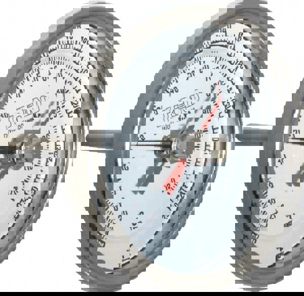 Bimetal Dial Thermometer: 0 to 250 &deg; F, 2-1/2