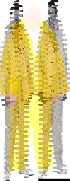 Rain Suit with Pants: Size Large, Non-Hazardous Protection, Yellow, Nylon & PVC