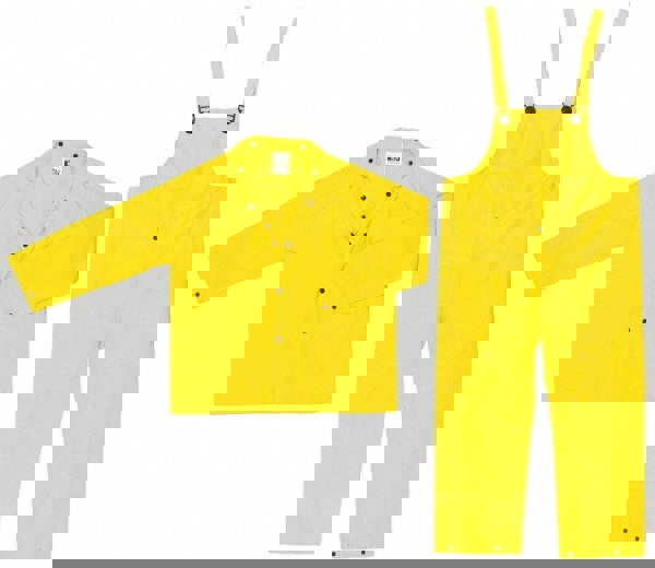 Rain Suit with Pants: Size 2X-Large, Non-Hazardous Protection, Yellow, Nylon & PVC