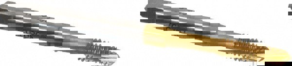 Spiral Point Tap: #8-32, UNC, 3 Flutes, Plug, 2B, Powdered Metal, TiN Finish