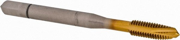 Spiral Point Tap: #10-32 UNF, 3 Flutes, Plug Chamfer, 2B Class of Fit, Powdered Metal High-Speed Steel, TiN Coated