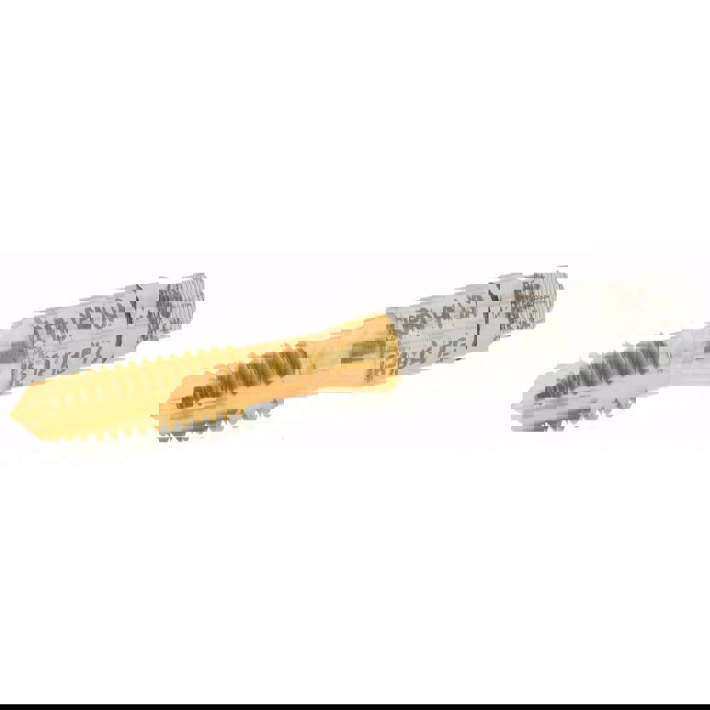 Spiral Point Tap: 5/16-18, UNC, 3 Flutes, Plug, 3B, Powdered Metal, TiN Finish