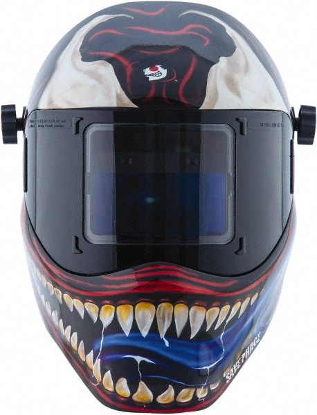 Welding Helmet: Red White Blue & Silver, Nylon, Shade 4 & 9 to 13