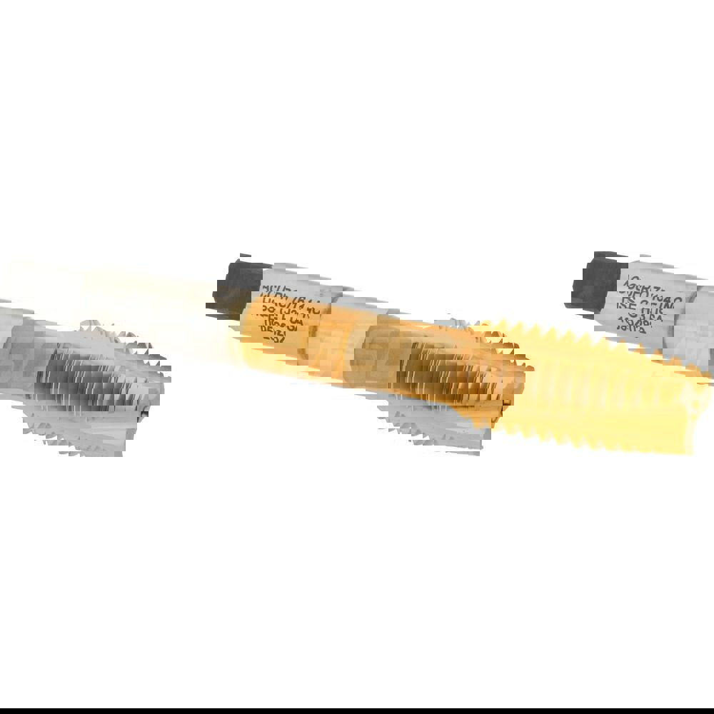 Spiral Point Tap: 7/16-14, UNC, 3 Flutes, Plug, Powdered Metal, TiN Finish