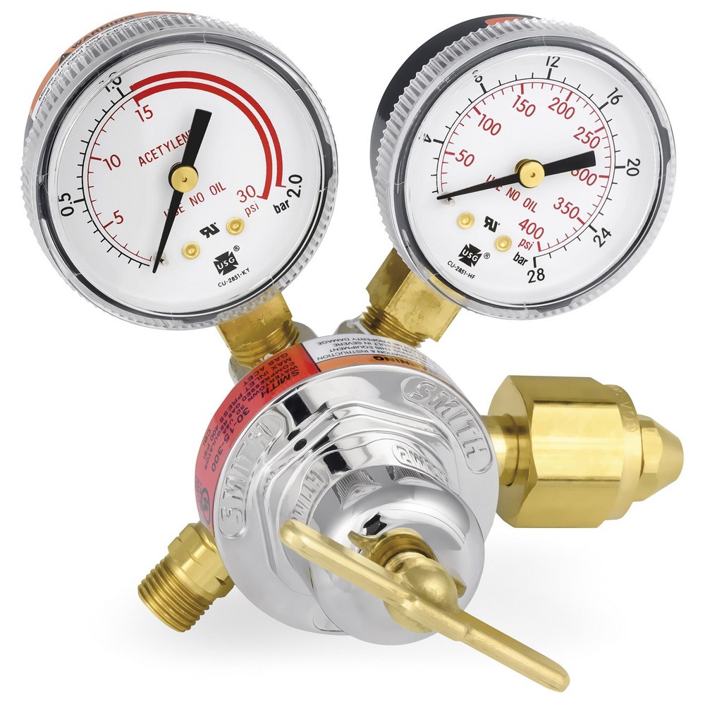 300 CGA Inlet Connection, B Fitting, 15 Max psi, Acetylene Welding Regulator