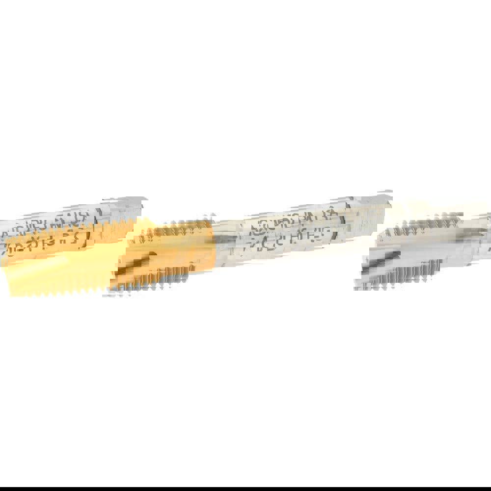 Spiral Point Tap: 7/16-20, UNF, 3 Flutes, Plug, Powdered Metal, TiN Finish