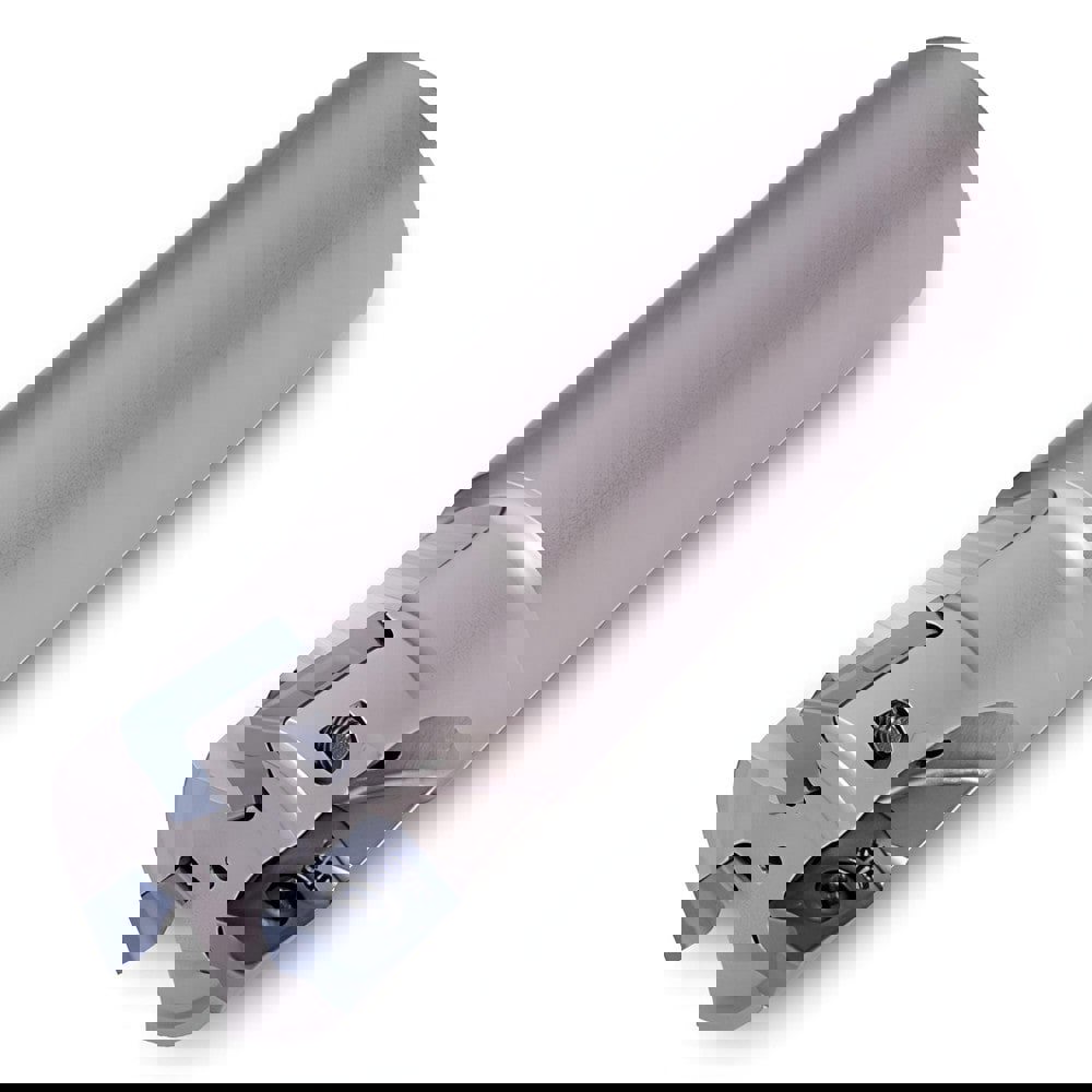 Indexable Square-Shoulder End Mill: 12J1E1281R02, 1.2500'' Cut Dia, 0.6600'' Max Depth of Cut, 1.2500'' Shank Dia, Weldon Flat Shank