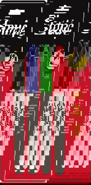 Permanent Marker: Black, Blue, Green & Red, AP Non-Toxic, Fine Point